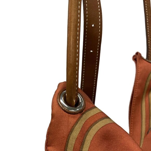 Auth HERMES Silky City PM - Orange Beige Multi Silk Veau Barenia Square M - Picture 11 of 16